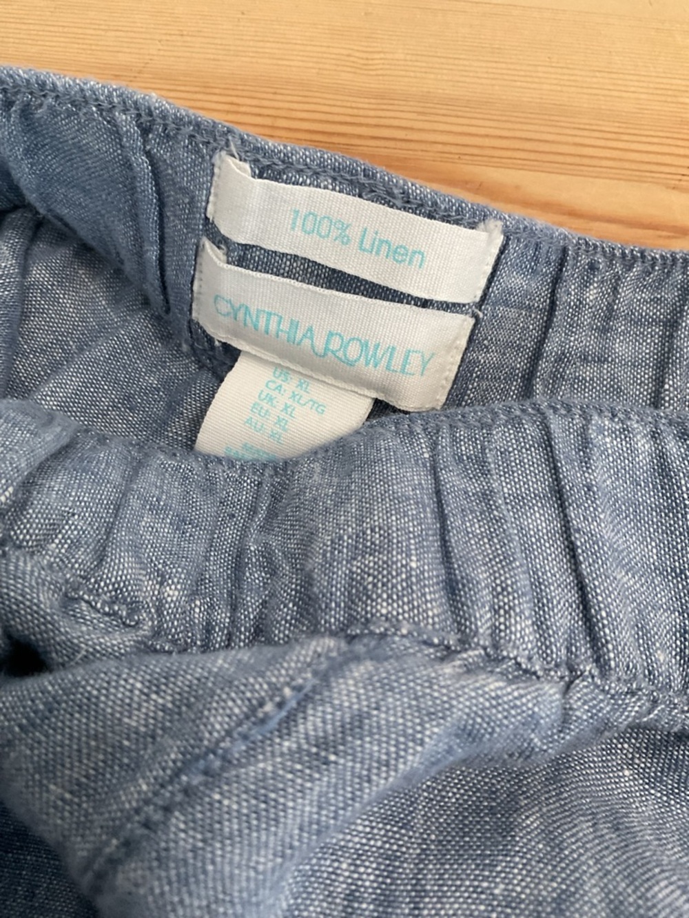 Cynthia Rowley Light Chambray Blue Linen Pants Size XL - Picture 5 of 6